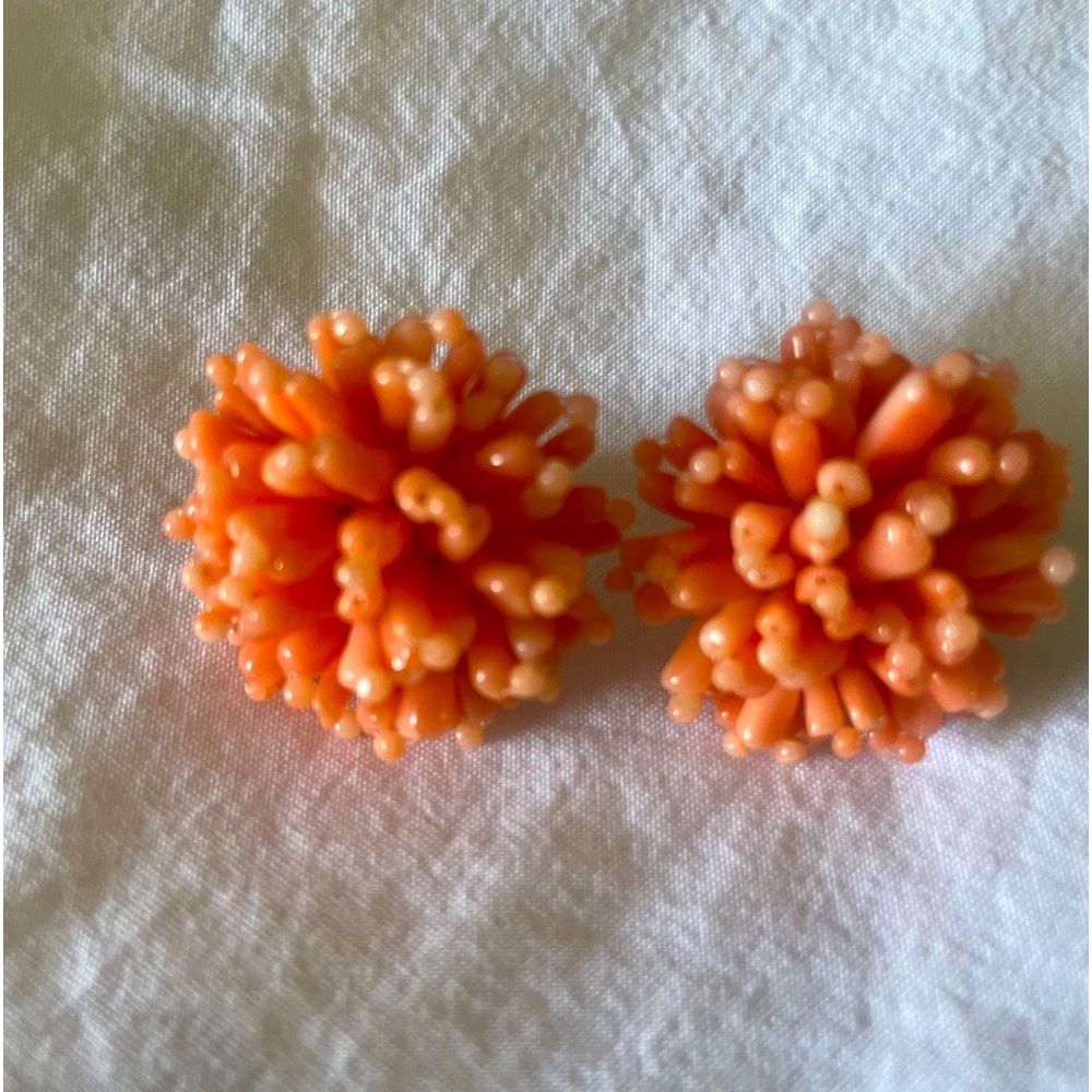 Beautiful real  red coral clip on earrings